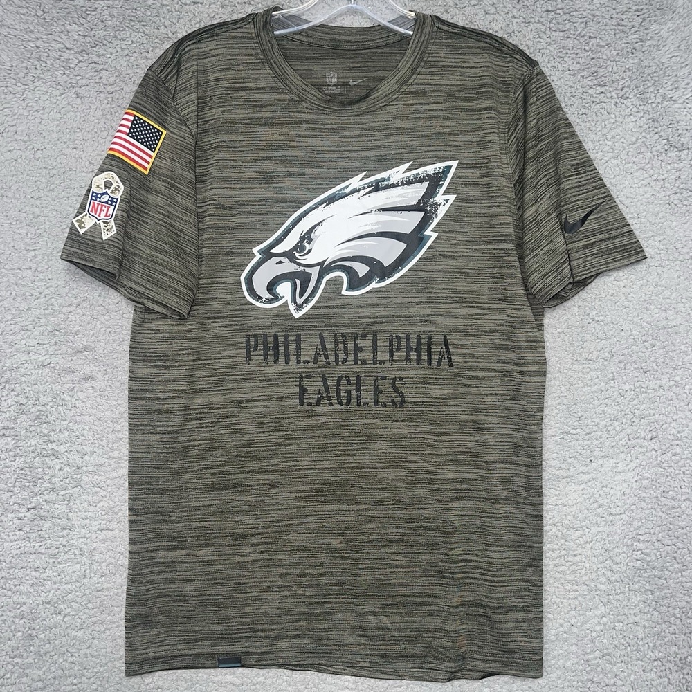 Nike Philadelphia Eagles Dri-Fit T Shirt Men Sz S Green On Field Army Ribbon Tee